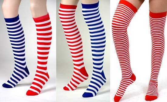 Ringelstrümpfe Kurz Blau-weiß - 70% Polyacryl, 30% Elasthan